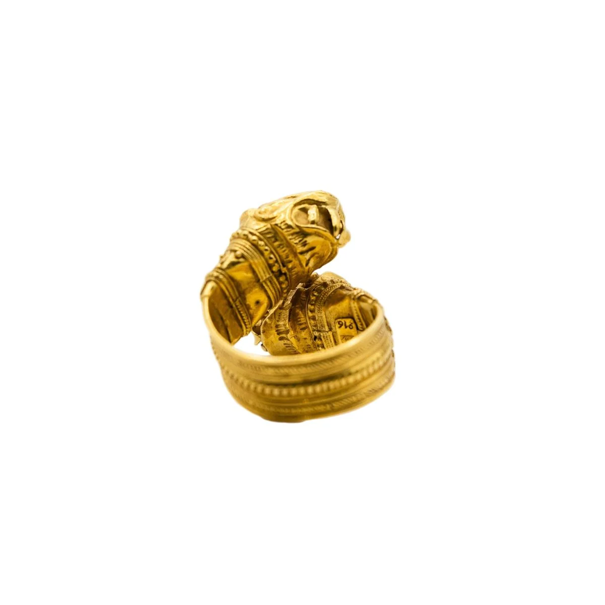 Bague Toi et Moi Tête de lion en or jaune - Image 4