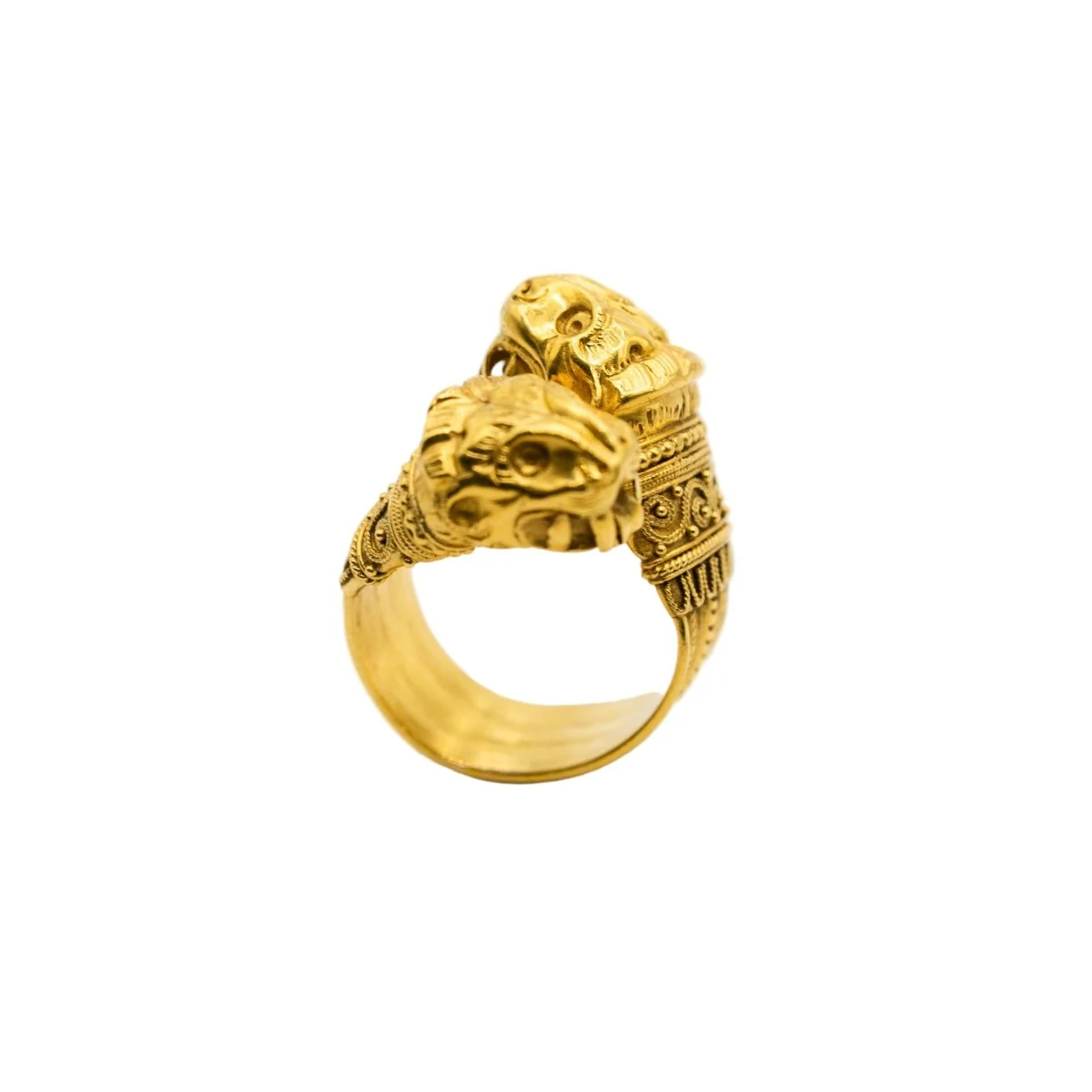 Bague Toi et Moi Tête de lion en or jaune - Image 6
