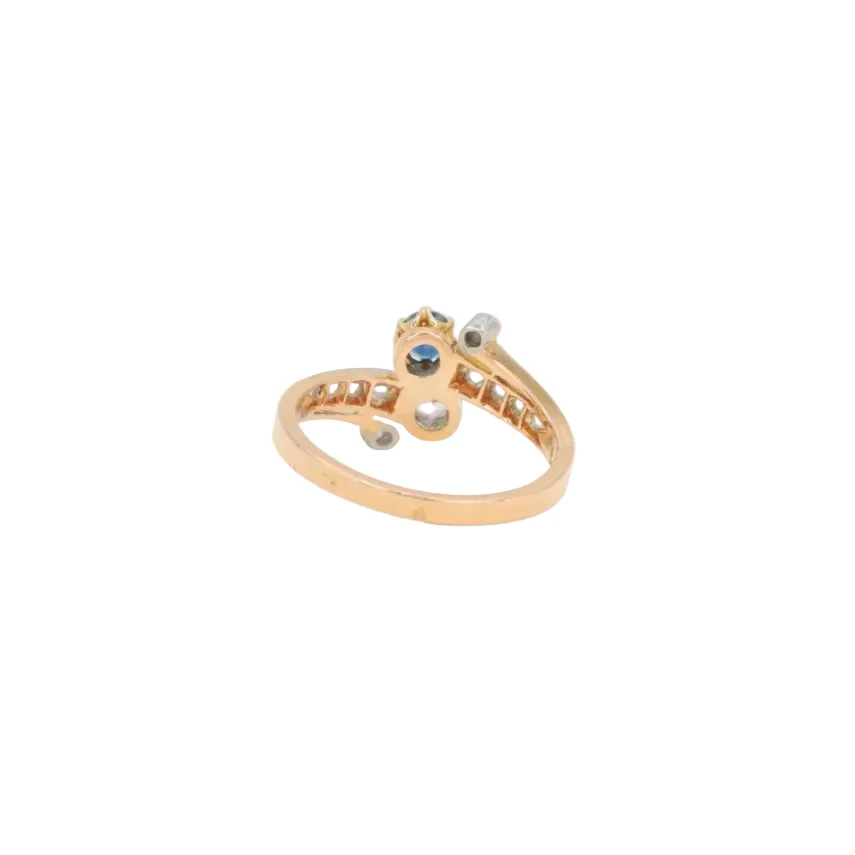 Bague Toi et Moi or jaune saphir et diamants - Image 5