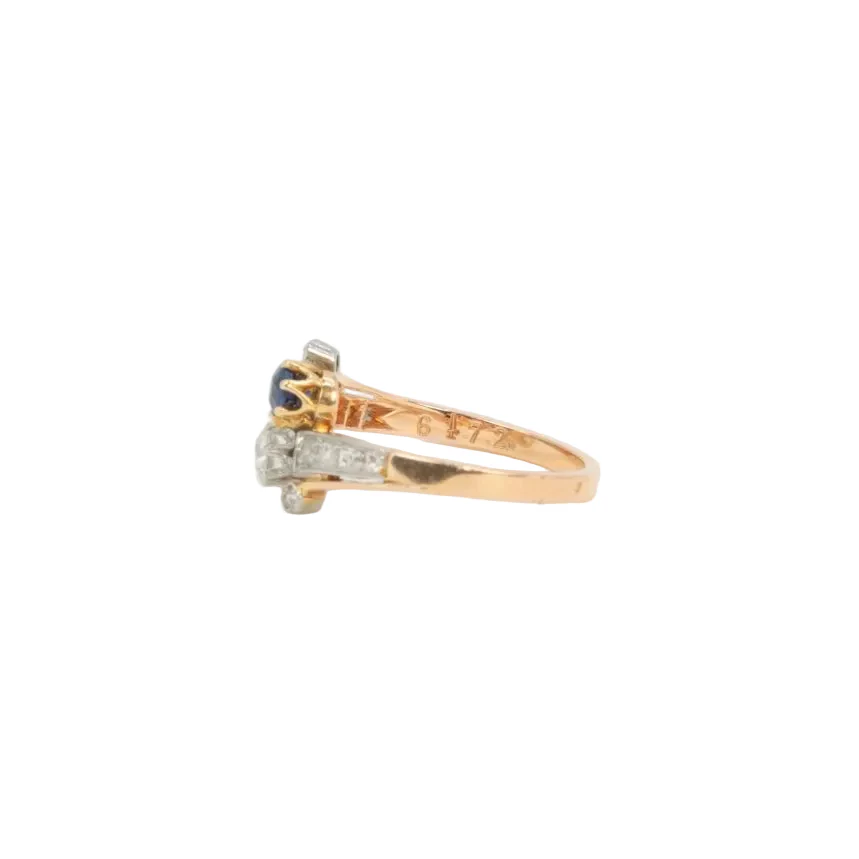 Bague Toi et Moi or jaune saphir et diamants - Image 6