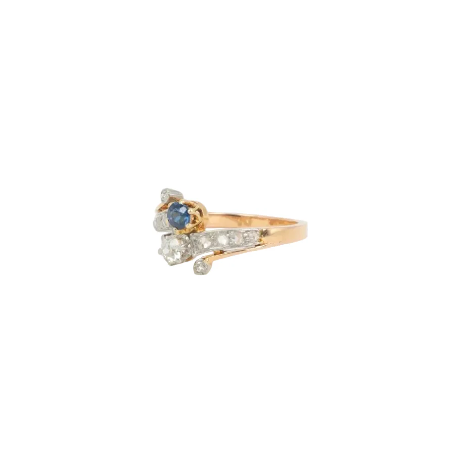 Bague Toi et Moi or jaune saphir et diamants - Image 7