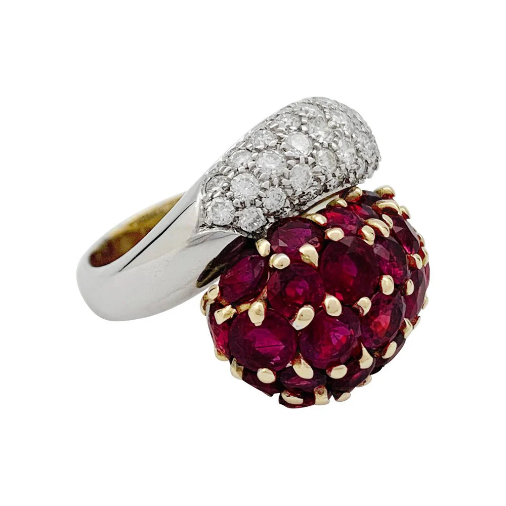 Bague "Toi & Moi", deux ors, rubis et diamants - Image 2