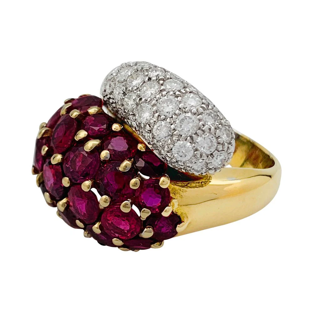 Bague "Toi & Moi", deux ors, rubis et diamants - Image 3