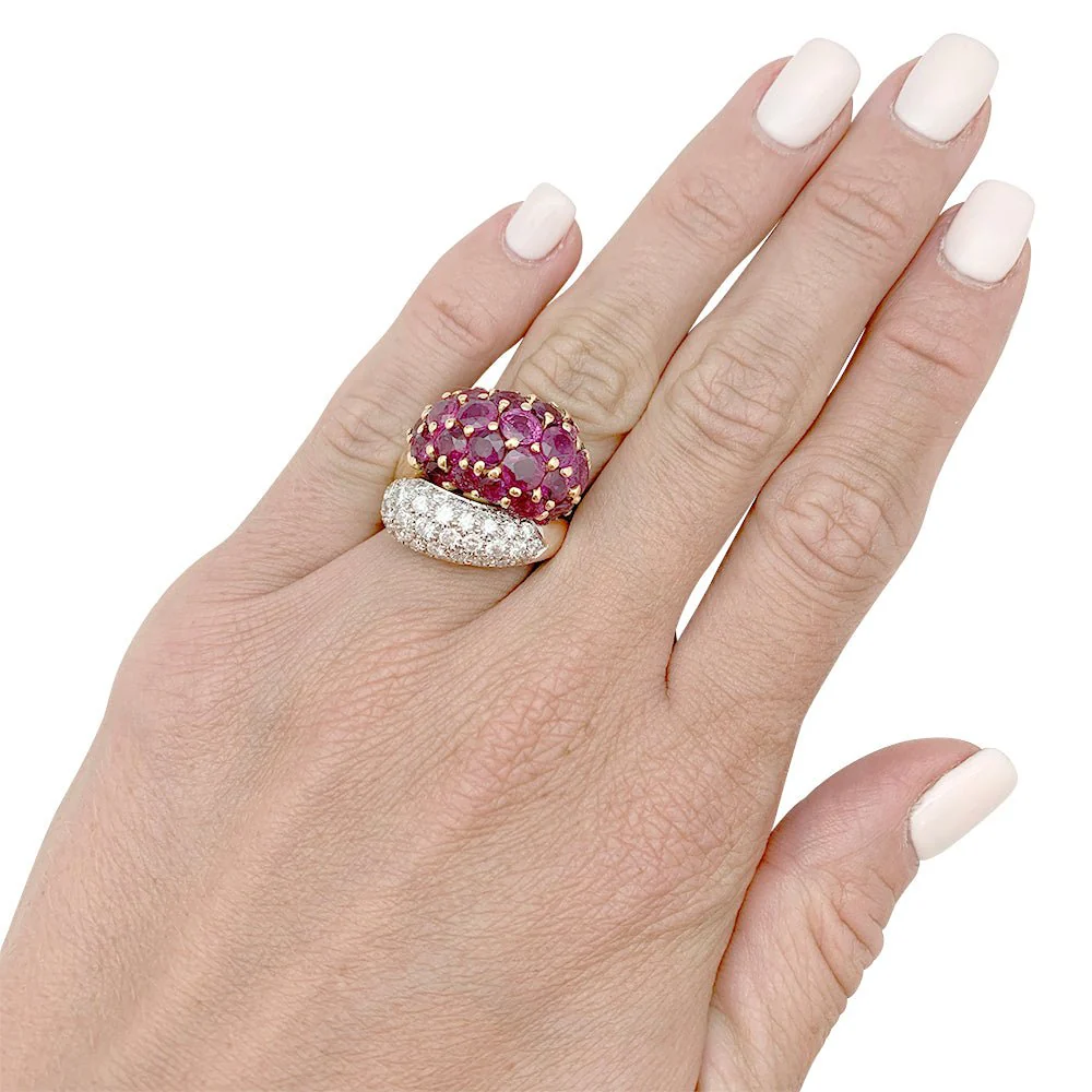 Bague "Toi & Moi", deux ors, rubis et diamants - Image 7