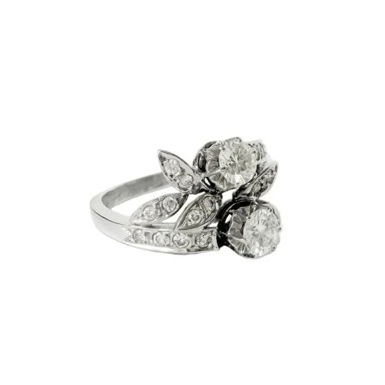 Bague Toi & Moi en or blanc et diamants - Image 4