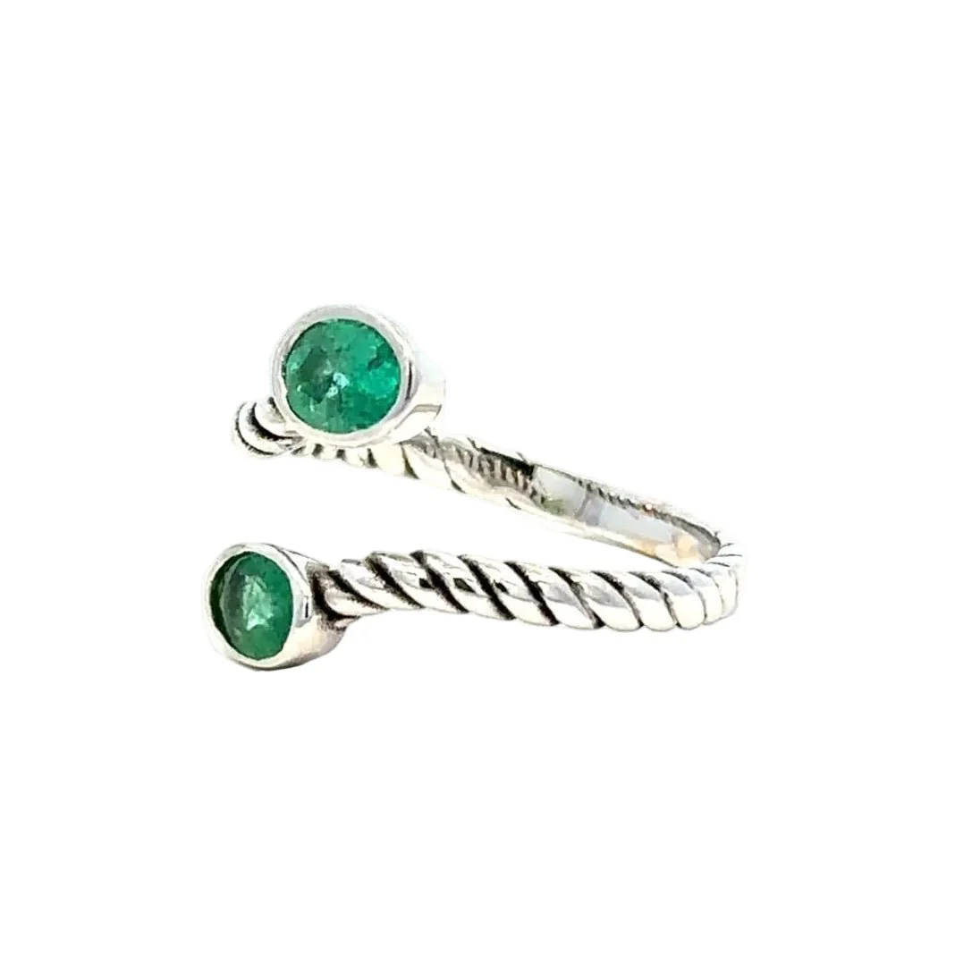 Bague Toi & Moi en or blanc et émeraudes - Image 3