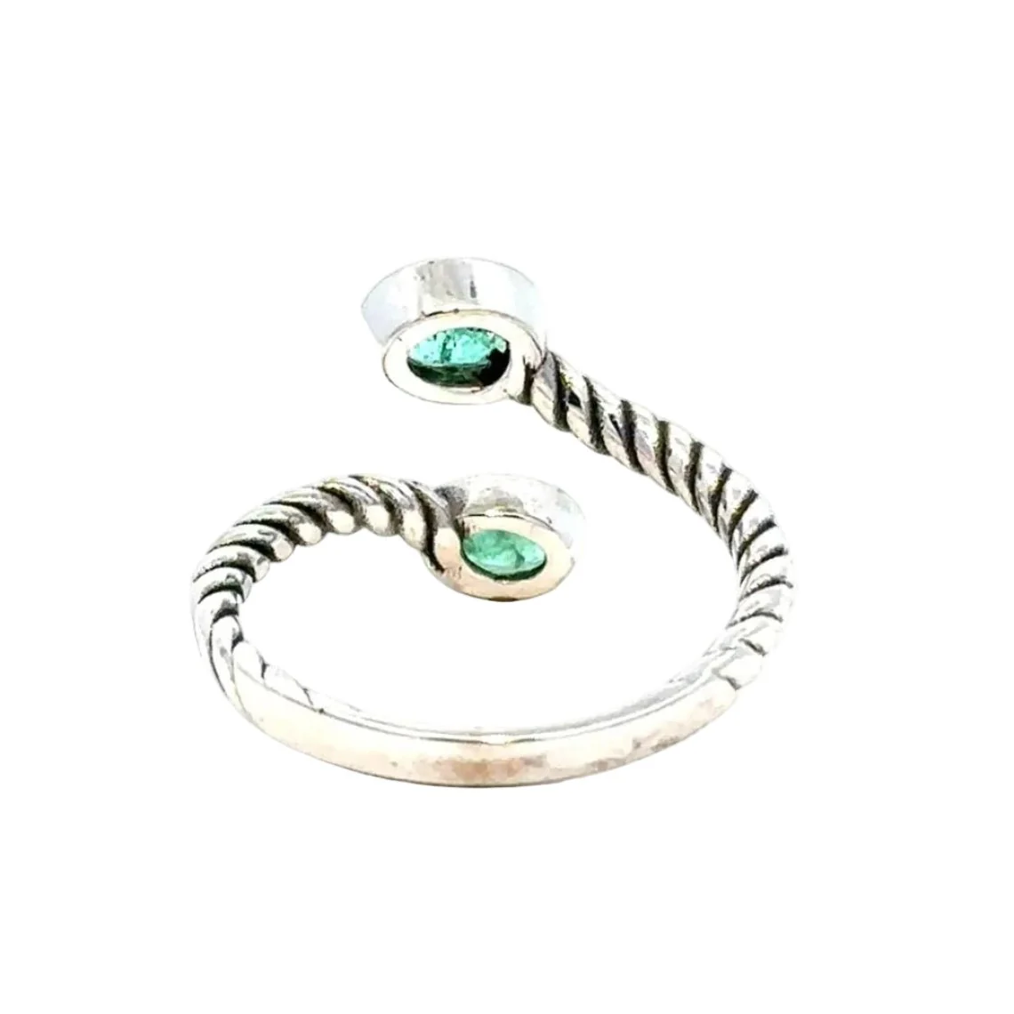 Bague Toi & Moi en or blanc et émeraudes - Image 4