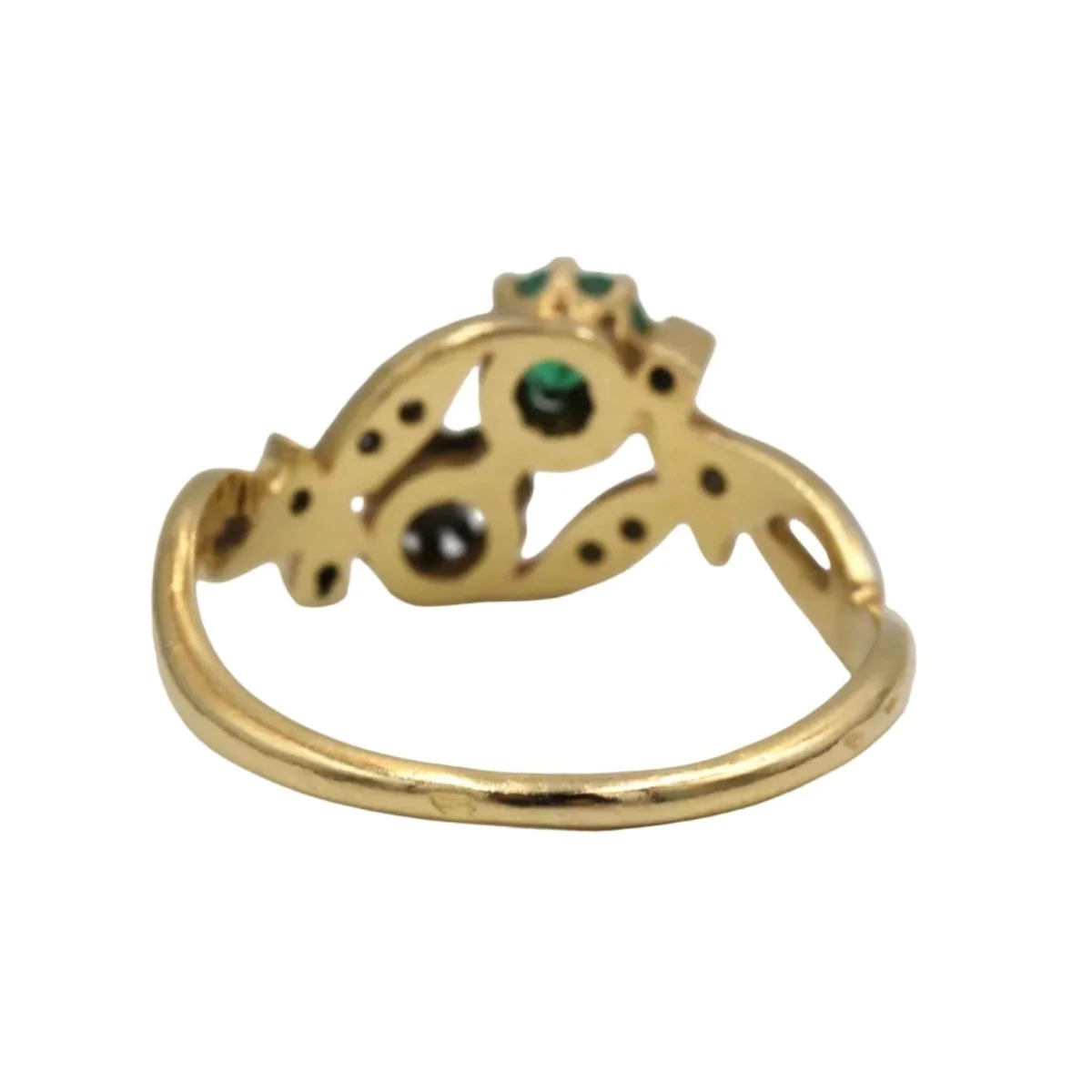 Bague Toi & Moi en or blanc, or jaune, émeraude et diamants - Image 3