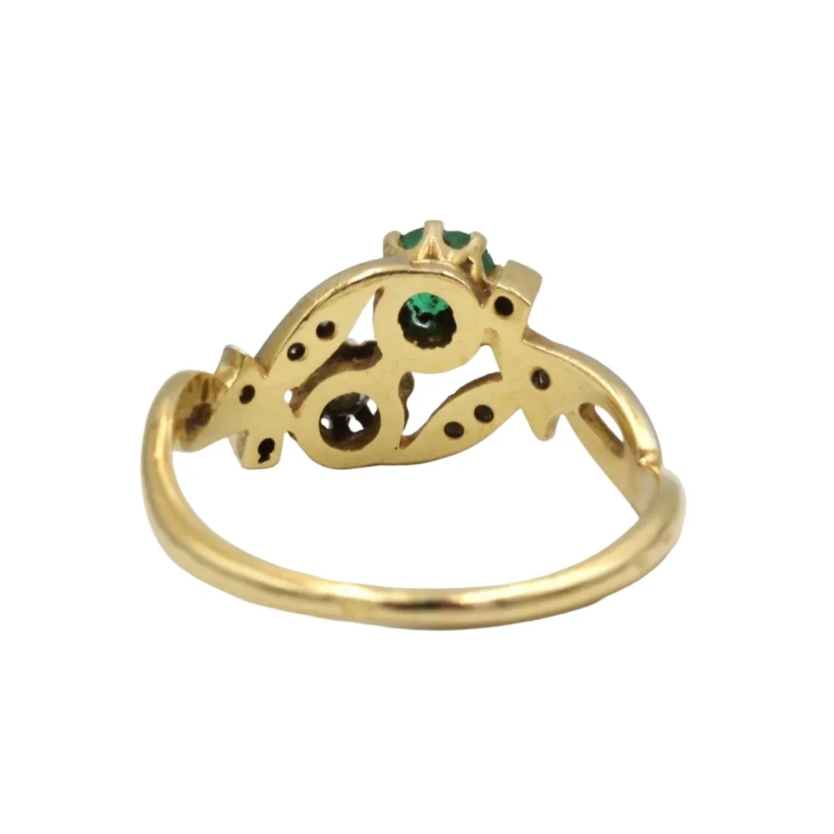 Bague Toi & Moi en or blanc, or jaune, émeraude et diamants - Image 4