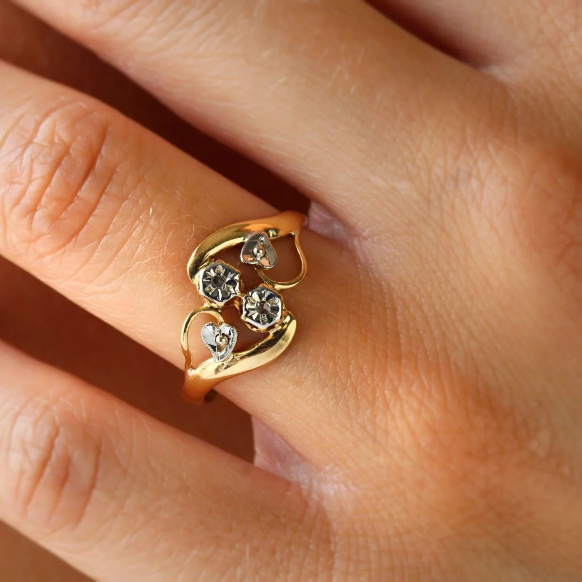 Bague Toi & Moi en or blanc, or jaune et diamants - Image 2