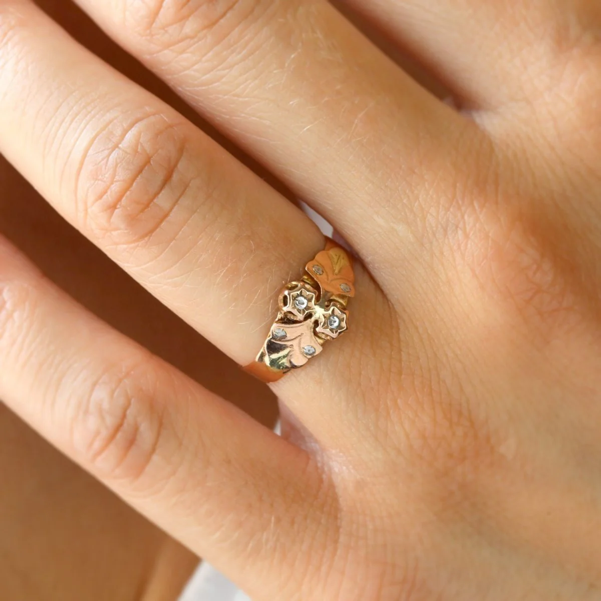 Bague Toi & Moi en or blanc, or rose et or vert - Image 2