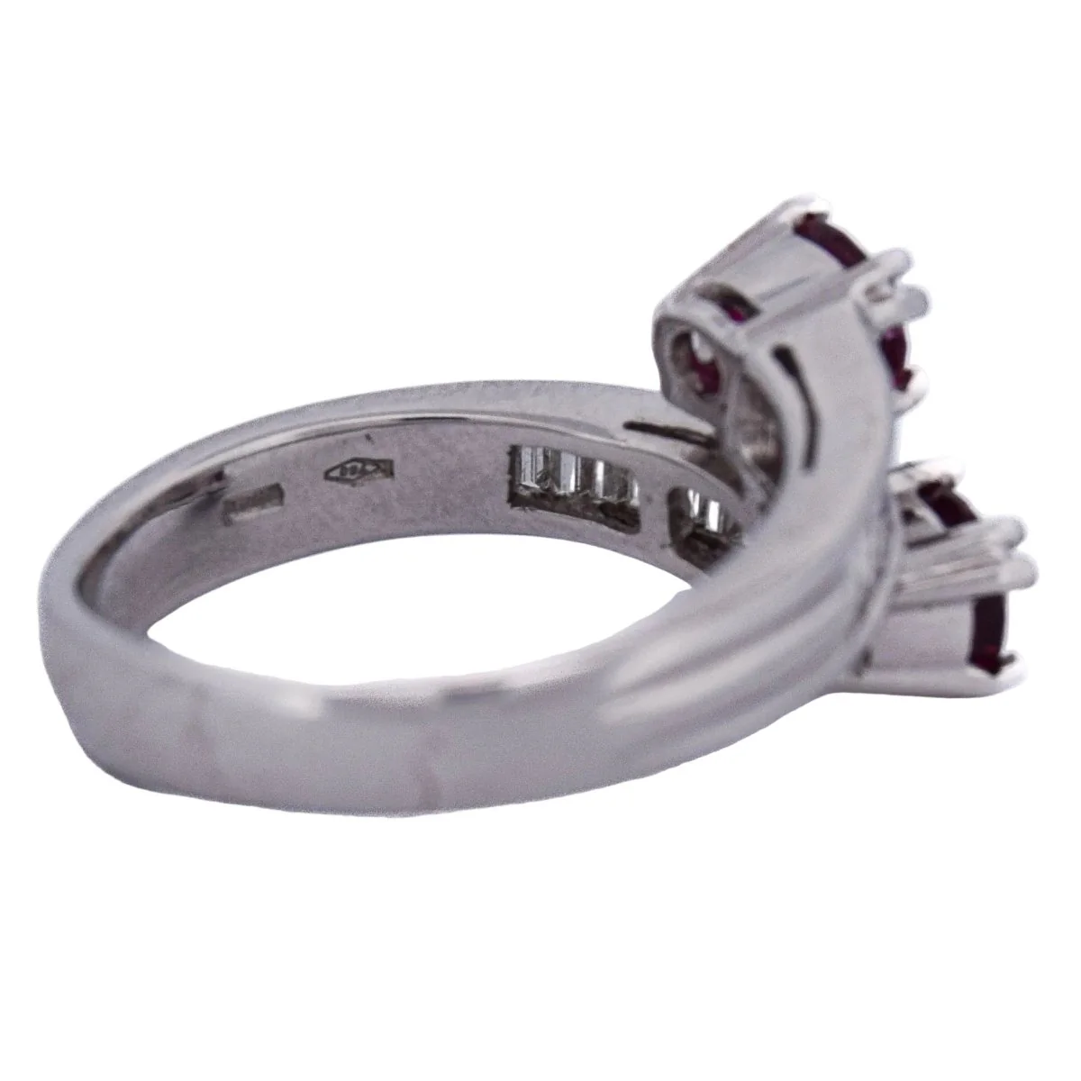 Bague Toi & Moi en or blanc, rubis et diamants - Image 5