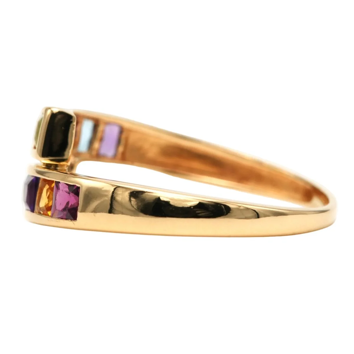 Bague Toi & Moi en or jaune, améthyste, citrine, grenat, péridot et topaze - Image 3