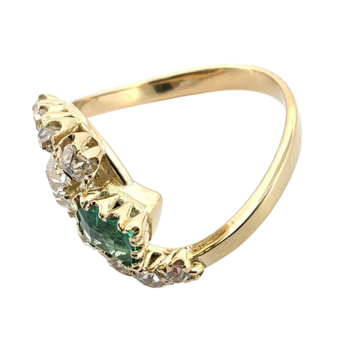 Bague Toi & Moi en or jaune, émeraude et diamants - Image 4