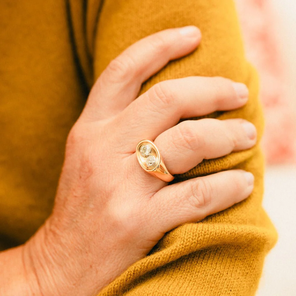 Bague Toi & Moi en or jaune et diamants - Image 2
