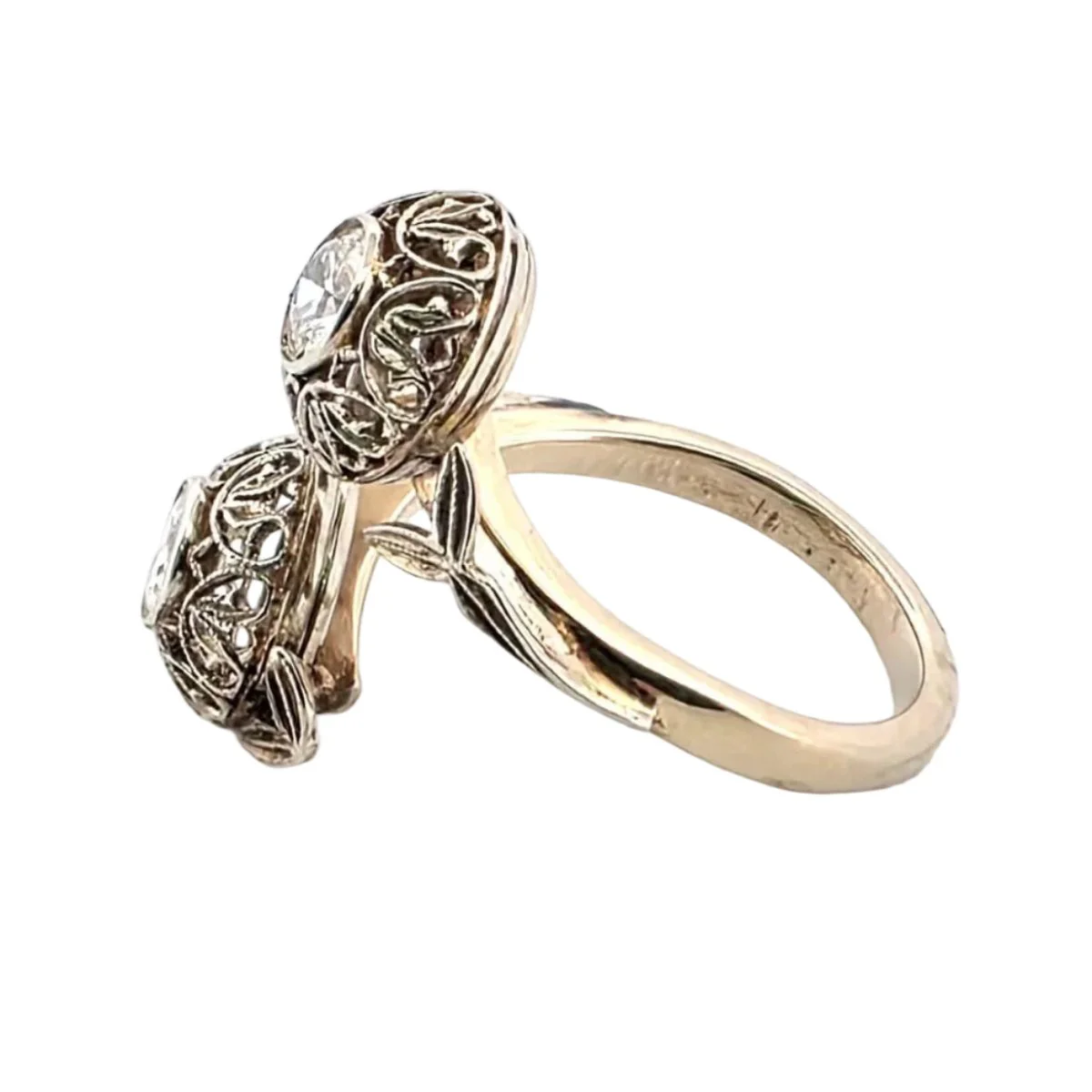 Bague Toi & Moi en or jaune et diamants - Image 3