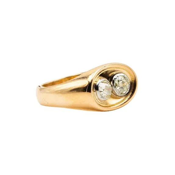 Bague Toi & Moi en or jaune et diamants - Image 5