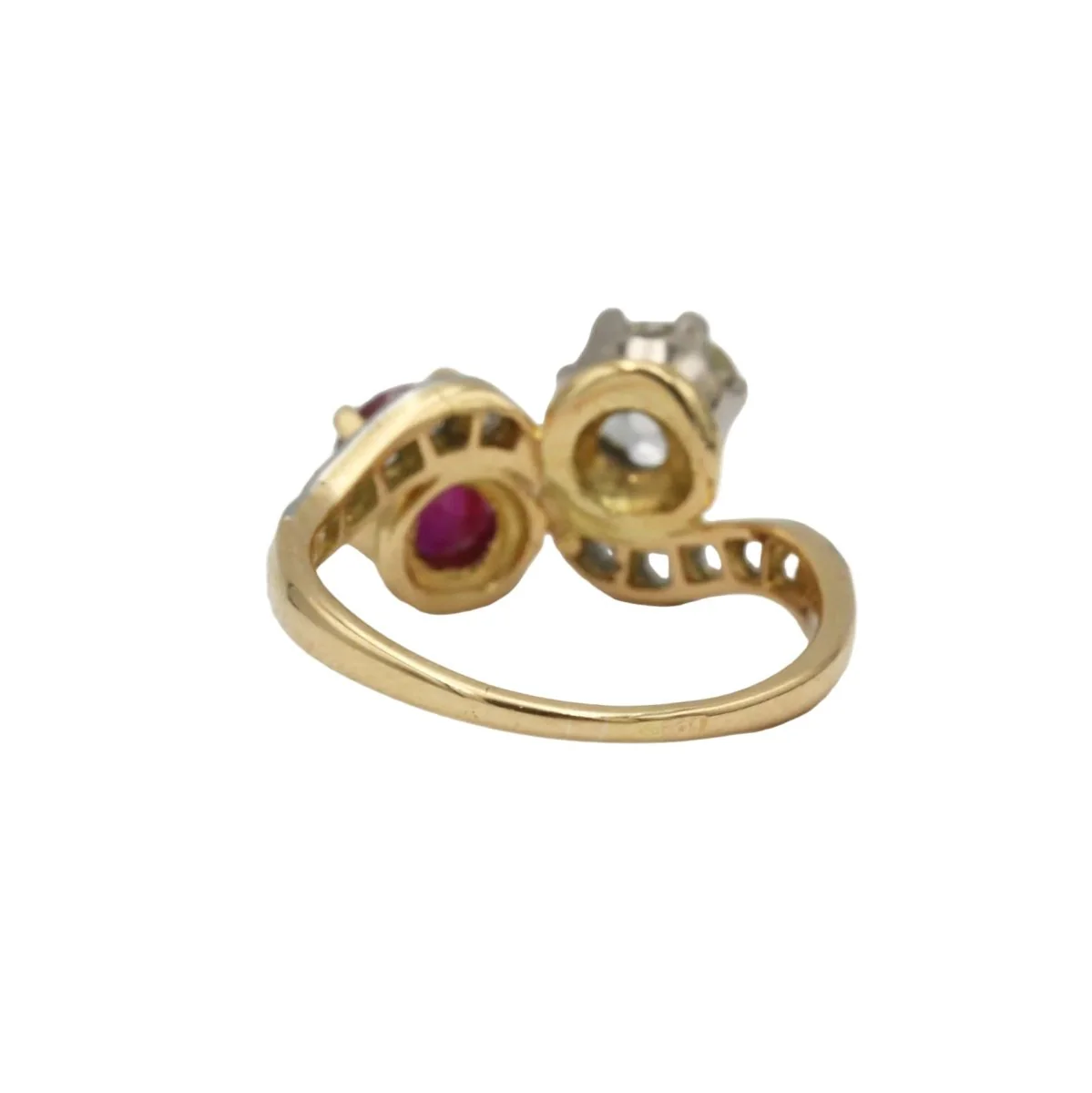 Bague Toi & Moi en or jaune, rubis et diamants - Image 5