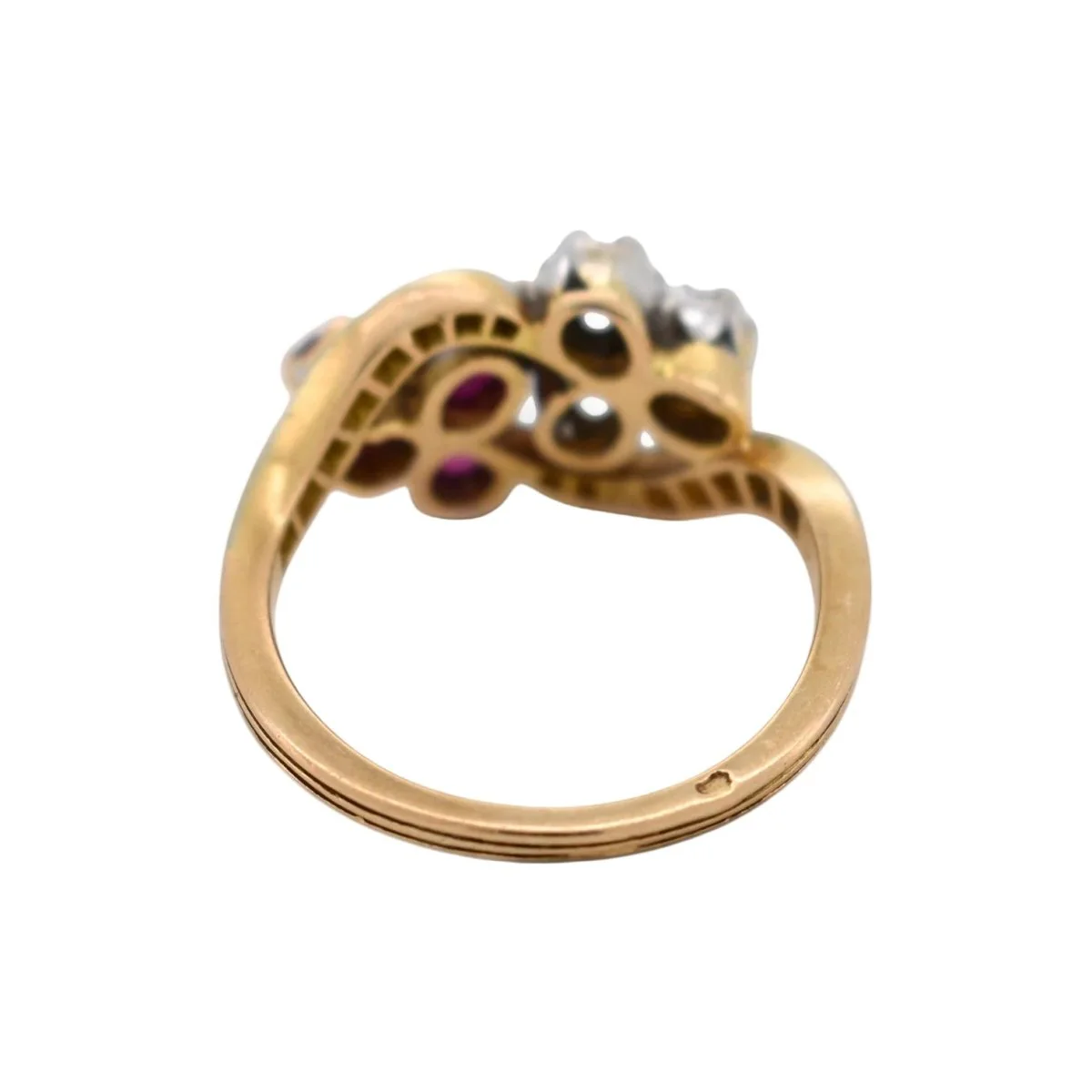 Bague Toi & Moi en or jaune, rubis et diamants - Image 4