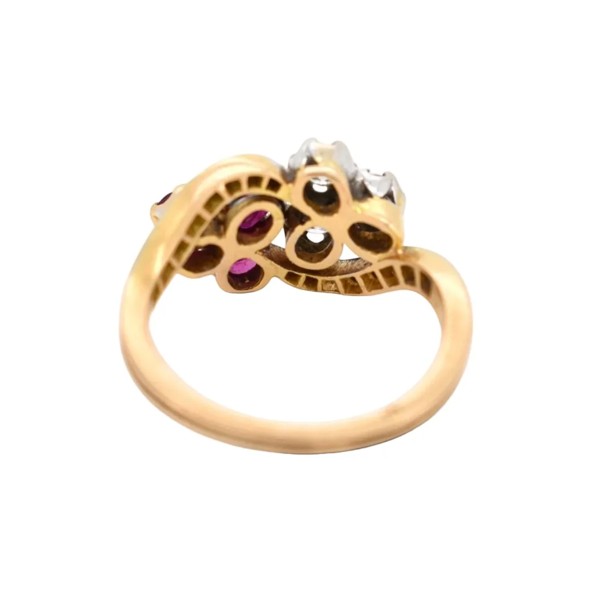 Bague Toi & Moi en or jaune, rubis et diamants - Image 5