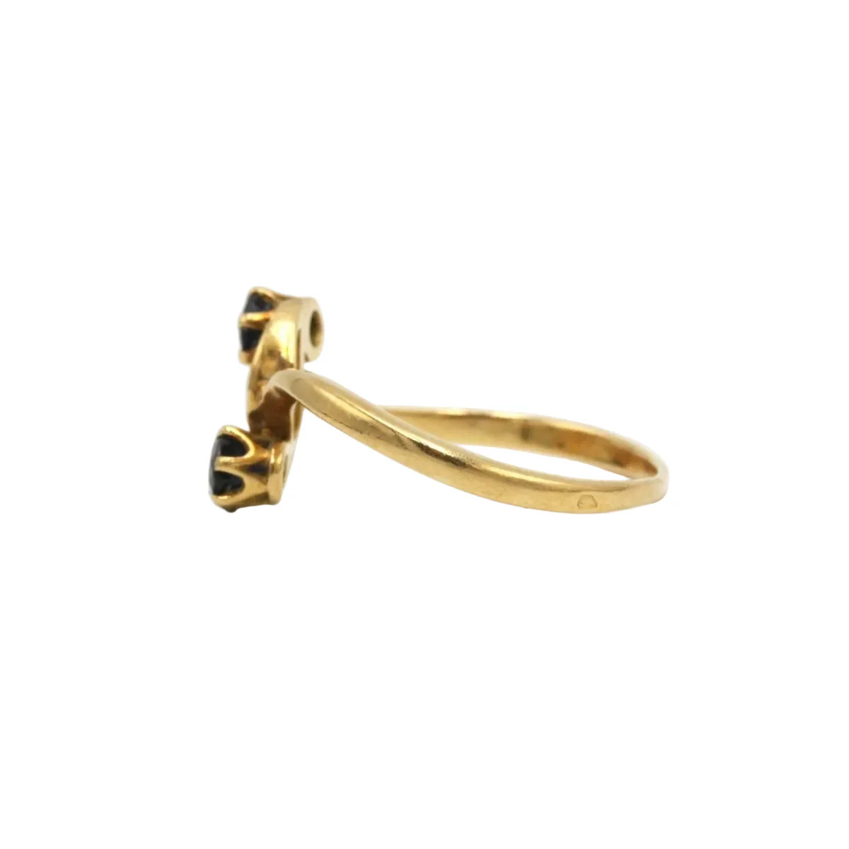 Bague Toi & Moi en or jaune, saphirs  et diamants - Image 2