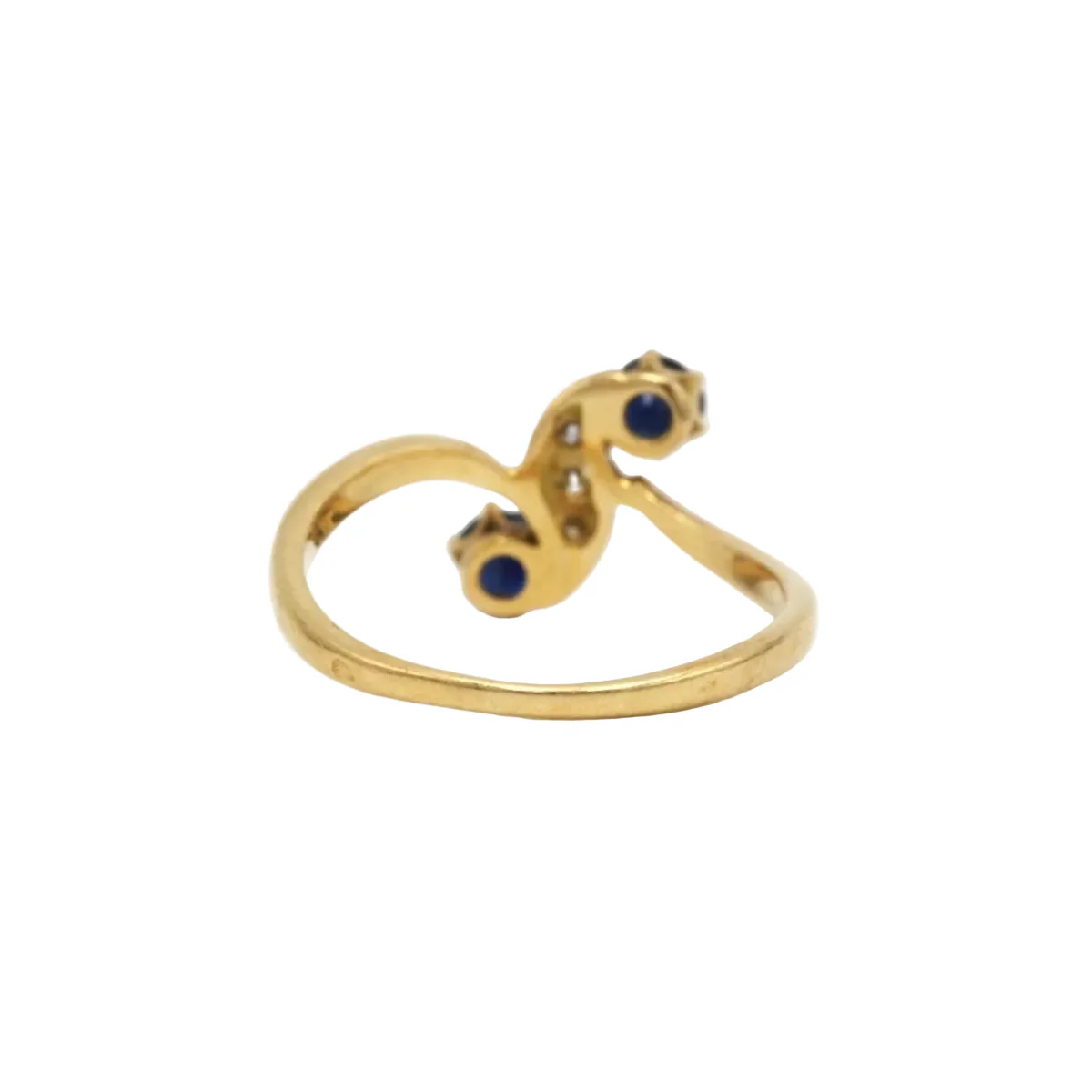 Bague Toi & Moi en or jaune, saphirs  et diamants - Image 3