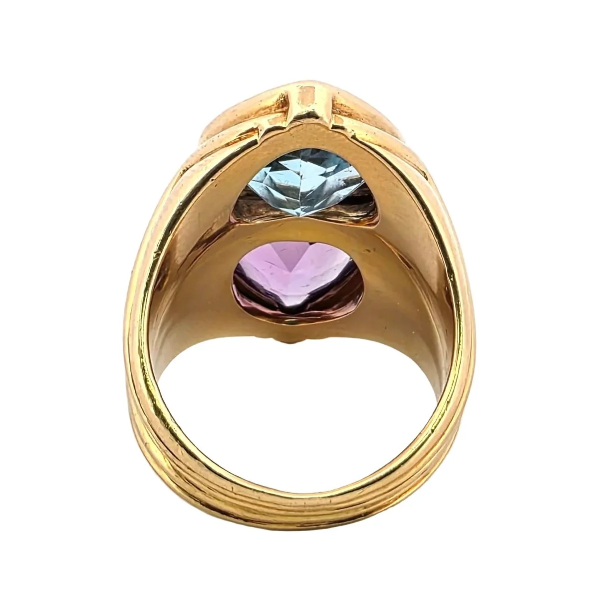 Bague Toi & Moi en or jaune, topaze et ambre - Image 4