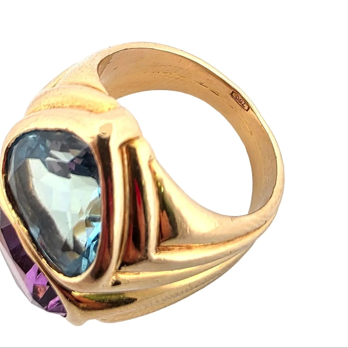 Bague Toi & Moi en or jaune, topaze et ambre - Image 6