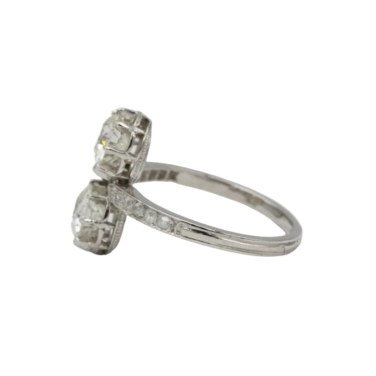 Bague Toi & Moi en platine et diamants - Image 3