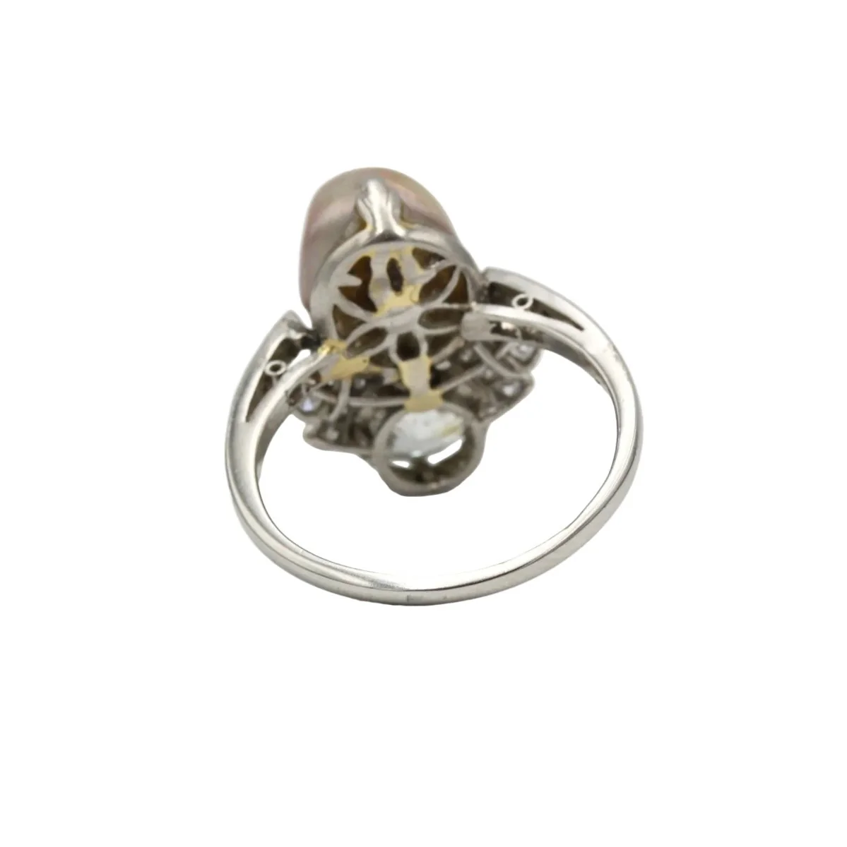 Bague Toi & Moi en platine, perle et diamants - Image 6