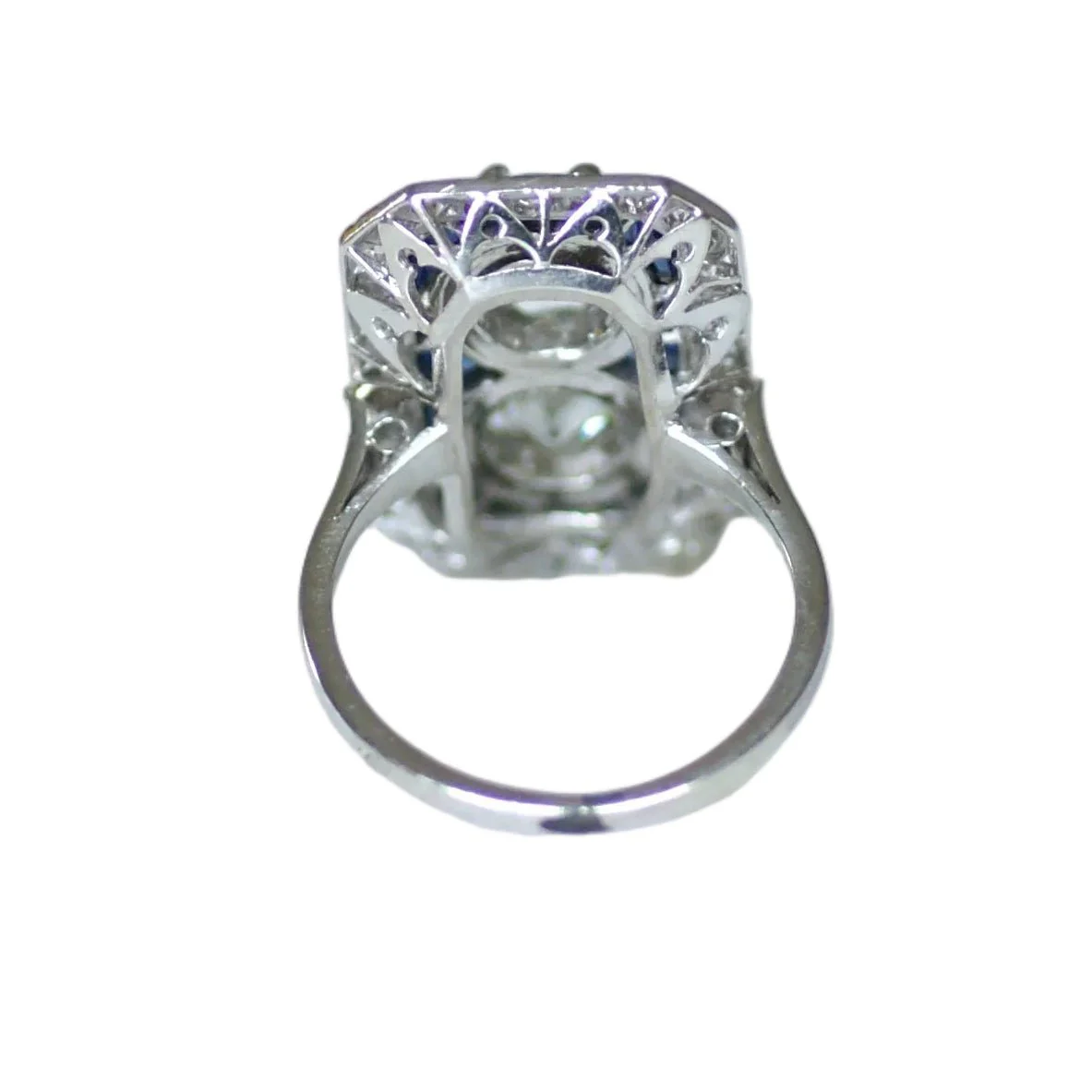 Bague Toi & Moi en platine, saphirs et diamants - Image 4