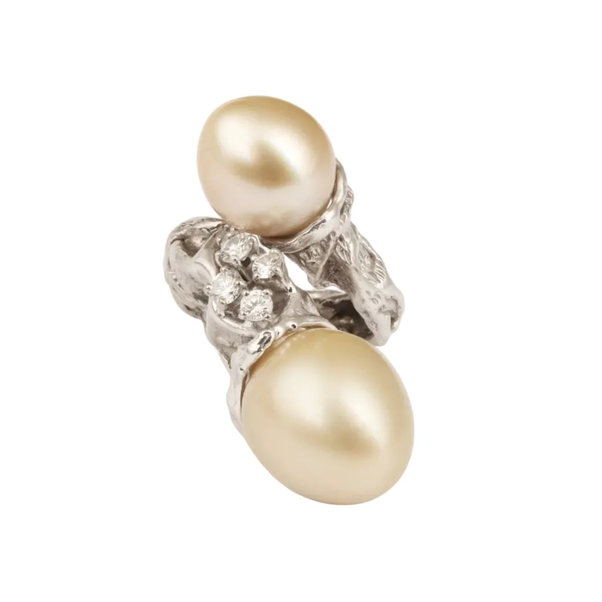 Bague Toi & Moi GILBERT ALBERT en or blanc, perles et diamants