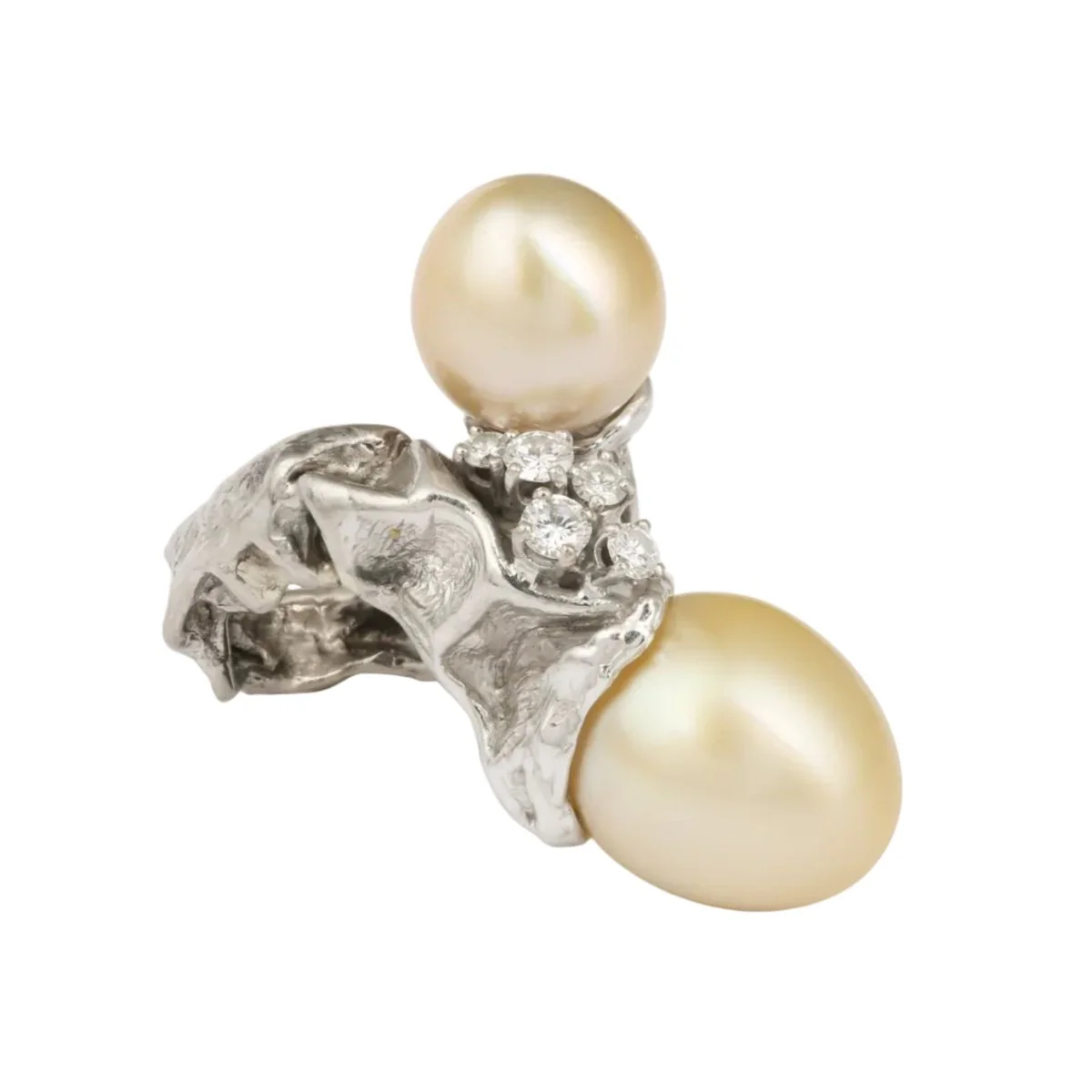 Bague Toi & Moi GILBERT ALBERT en or blanc, perles et diamants - Image 3