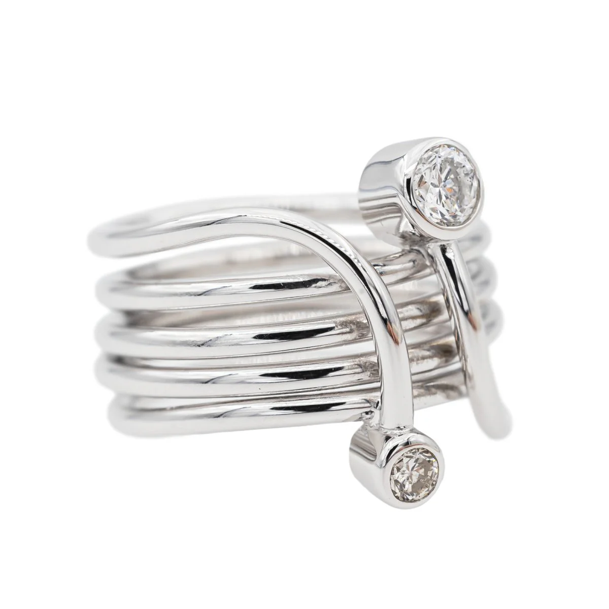Bague Toi & Moi en or blanc et diamant - Image 7