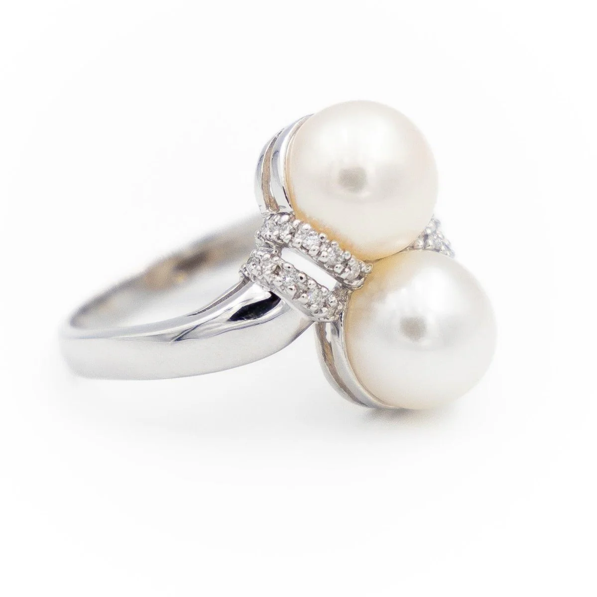 Bague Toi & Moi Or blanc Perle - Image 5