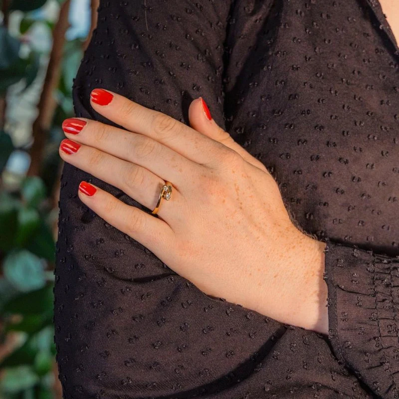 Bague Toi & Moi en or jaune et diamants - Image 2