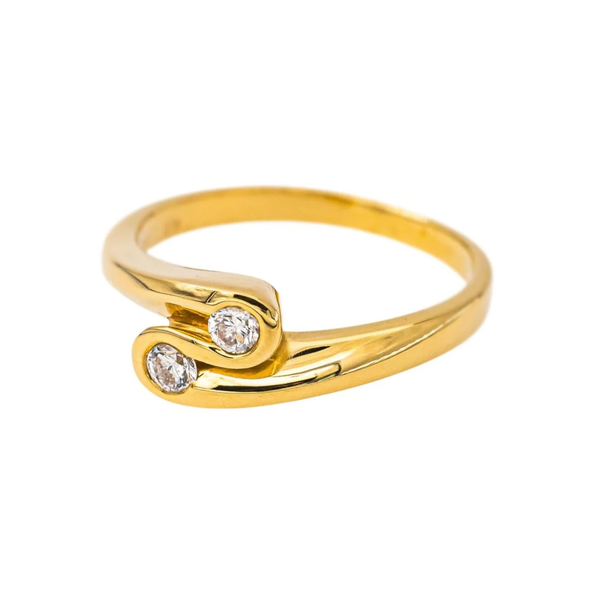 Bague Toi & Moi en or jaune et diamants - Image 3
