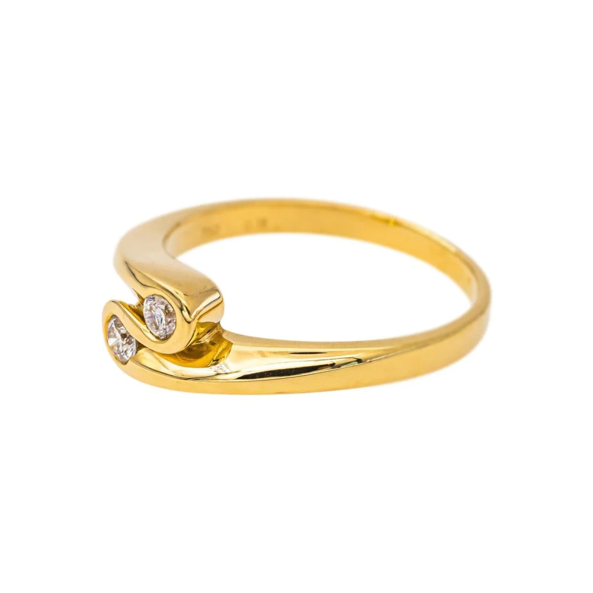 Bague Toi & Moi en or jaune et diamants - Image 4