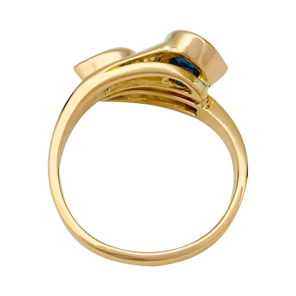 Bague "Toi & Moi" vintage, saphir et diamants - Image 2