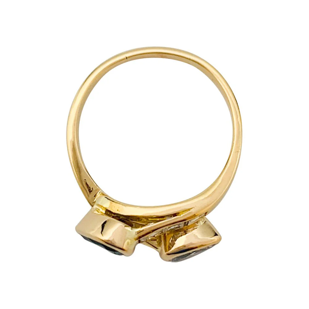 Bague "Toi & Moi" vintage, saphir et diamants - Image 3