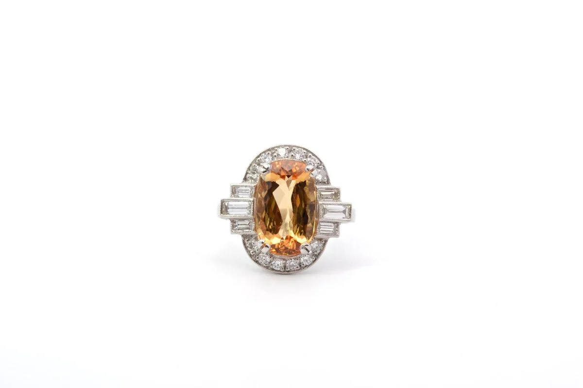 Bague topaze de 4,19cts et diamants en platine - Image 2