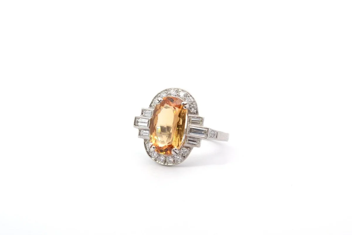 Bague topaze de 4,19cts et diamants en platine - Image 3