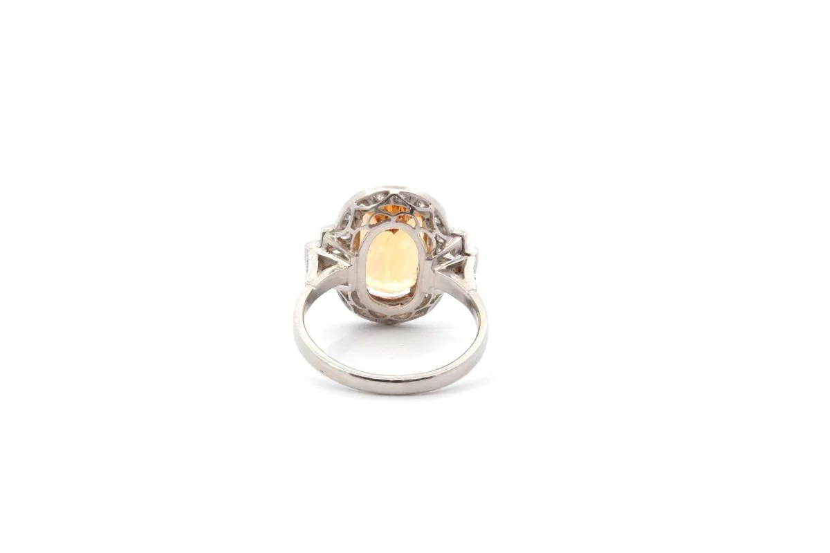 Bague topaze de 4,19cts et diamants en platine - Image 5