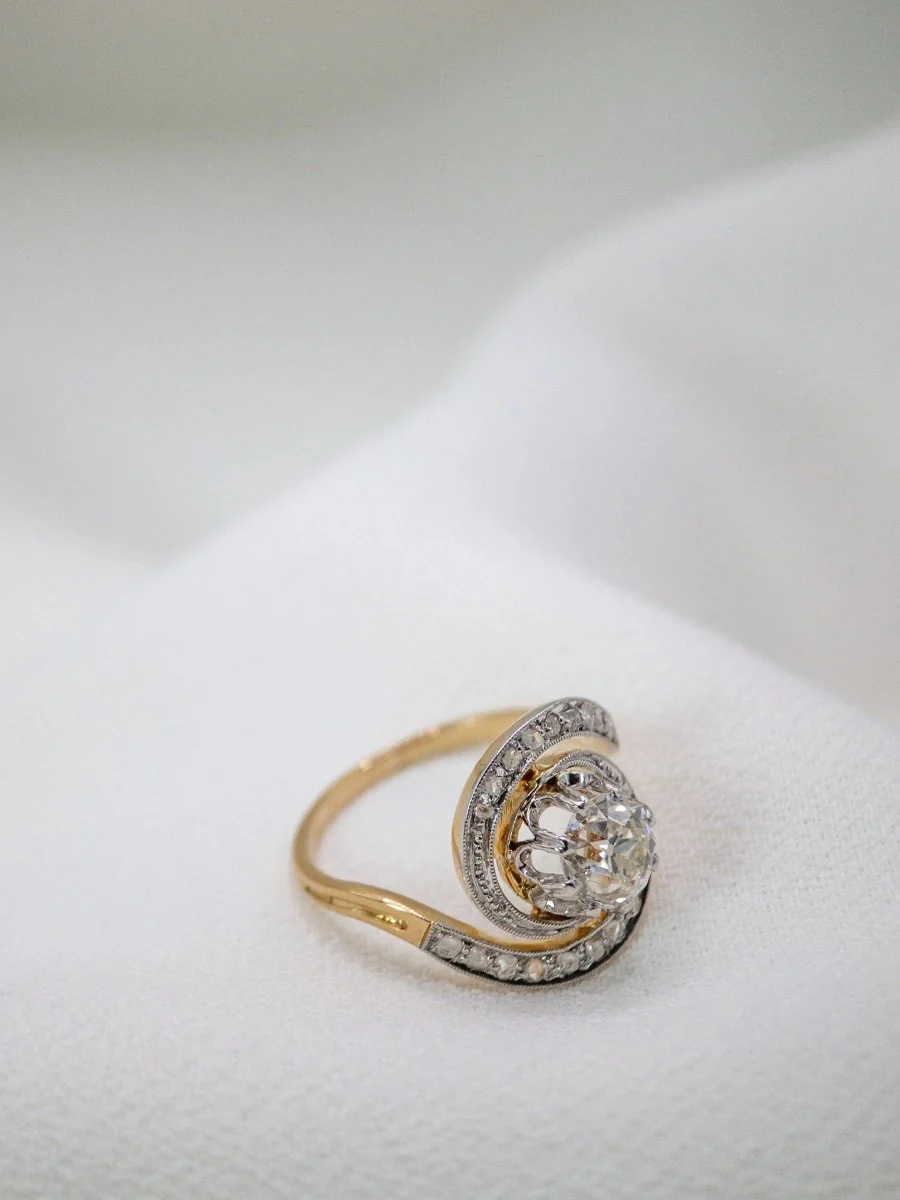 Bague tourbillon en or et diamant Old European Cut 0,9ct - Image 3