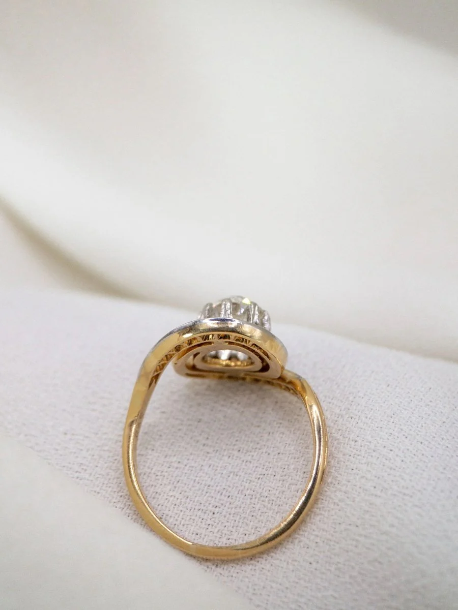 Bague tourbillon en or et diamant Old European Cut 0,9ct - Image 4