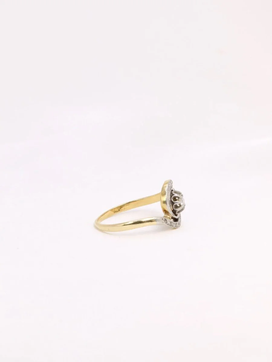 Bague tourbillon or platine diamants taille ancienne 0,10 ct - Image 6