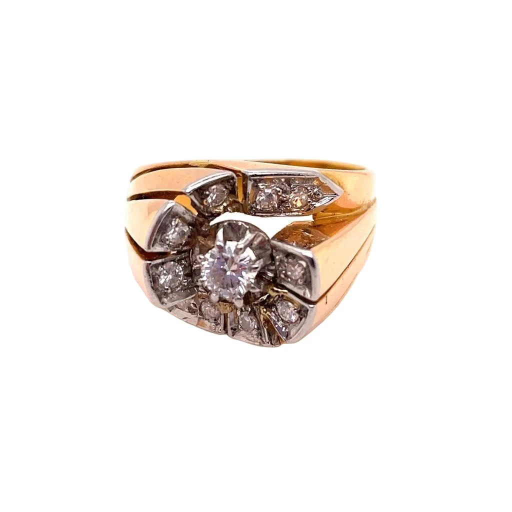 Bague Toi et Moi en platine, or rose et diamants