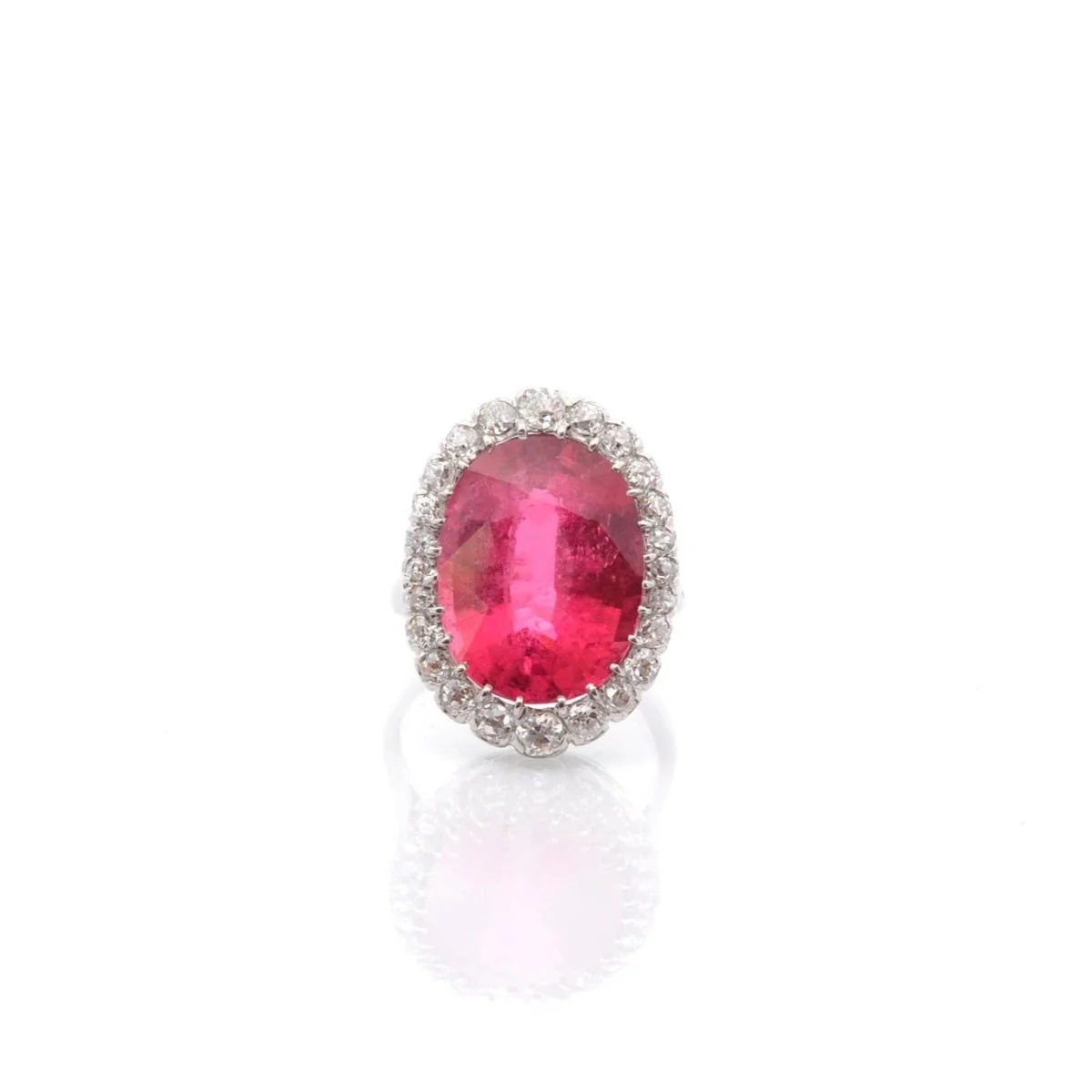 Bague en platine, tourmaline et diamants