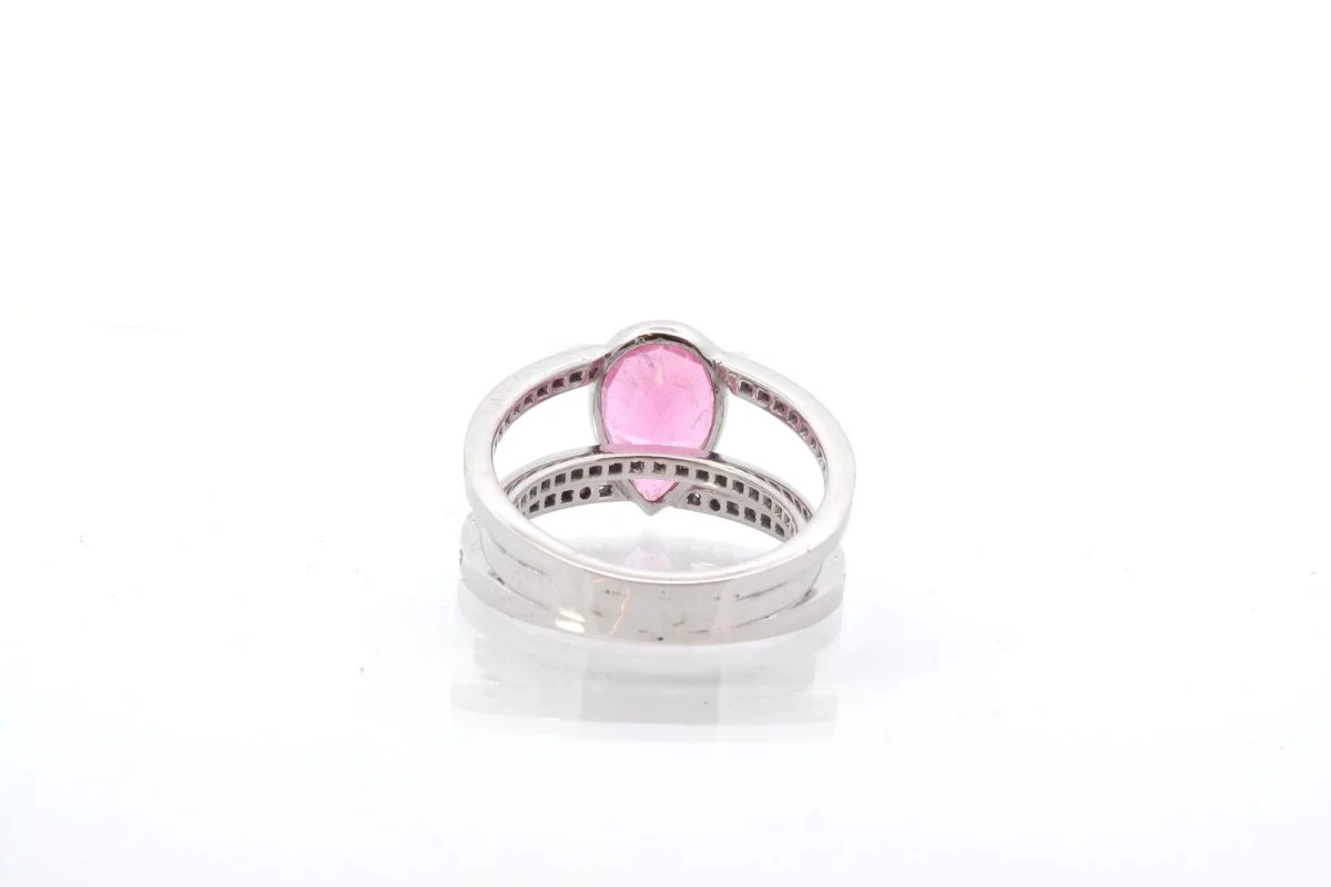 Bague tourmaline et diamants en or blanc 18k - Image 5