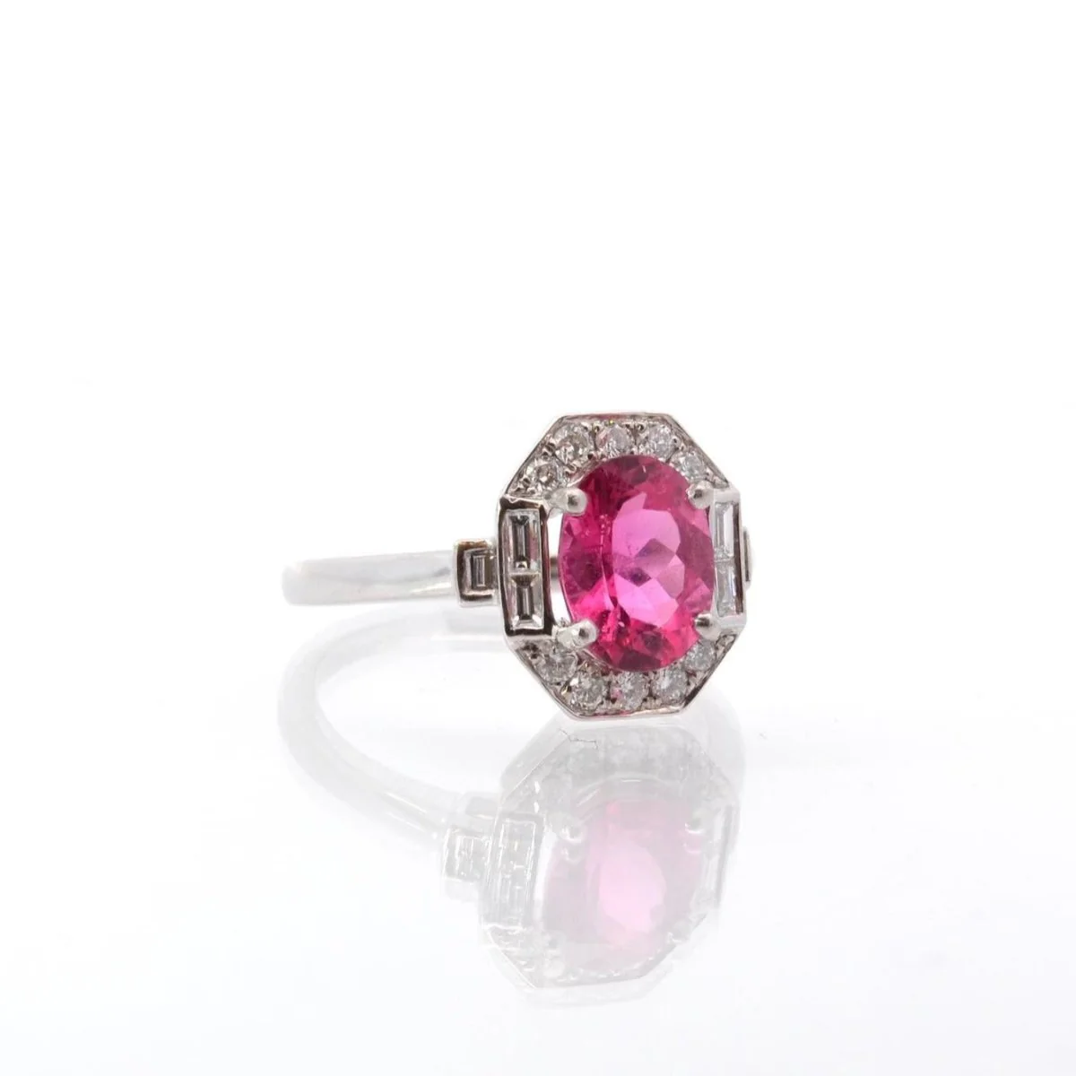 Bague tourmaline et diamants en or blanc - Image 3